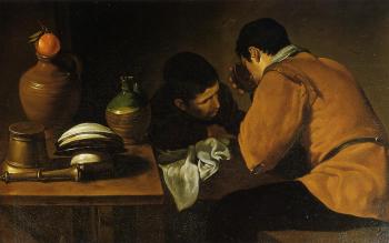 疊戈 羅德裡格斯 德 蓆爾瓦 委拉斯貴支 Two Young Men Eating At A Humble Table